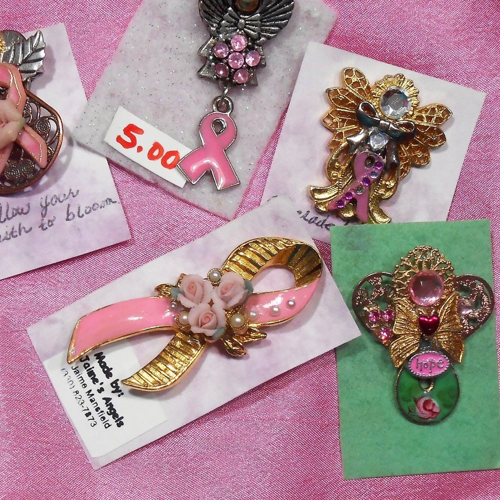 Avon Pink Awareness Ribbon & Crystal Sandal Brooch Modified (clone listing) - Picture 11 of 16